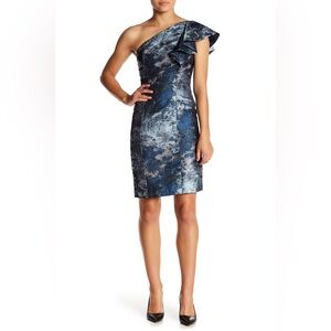 CARMEN MARC VALVO SIZE 16 ~THE INFUSION~ ONE SHOULDER MIDI KNEE MINI DRESS~NEW~